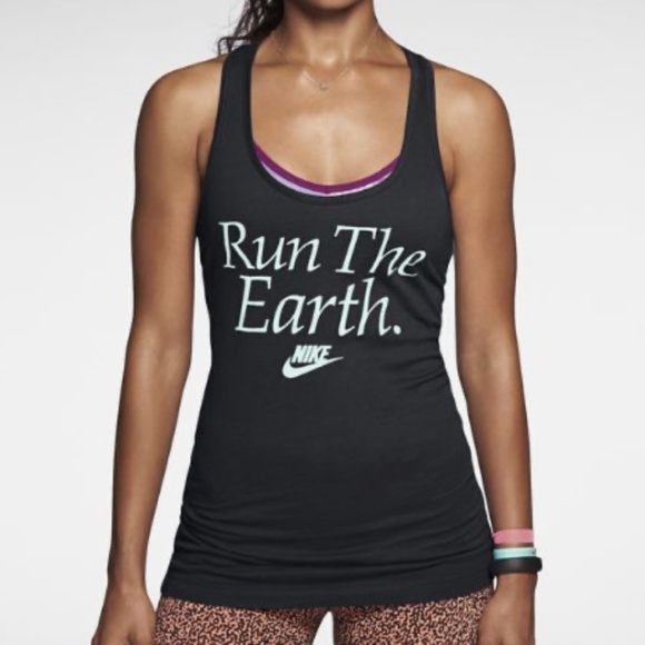 Nike Run The Earth Burgundy & Pink Slim Fit Graphic Tank Top - Picture 7 of 7